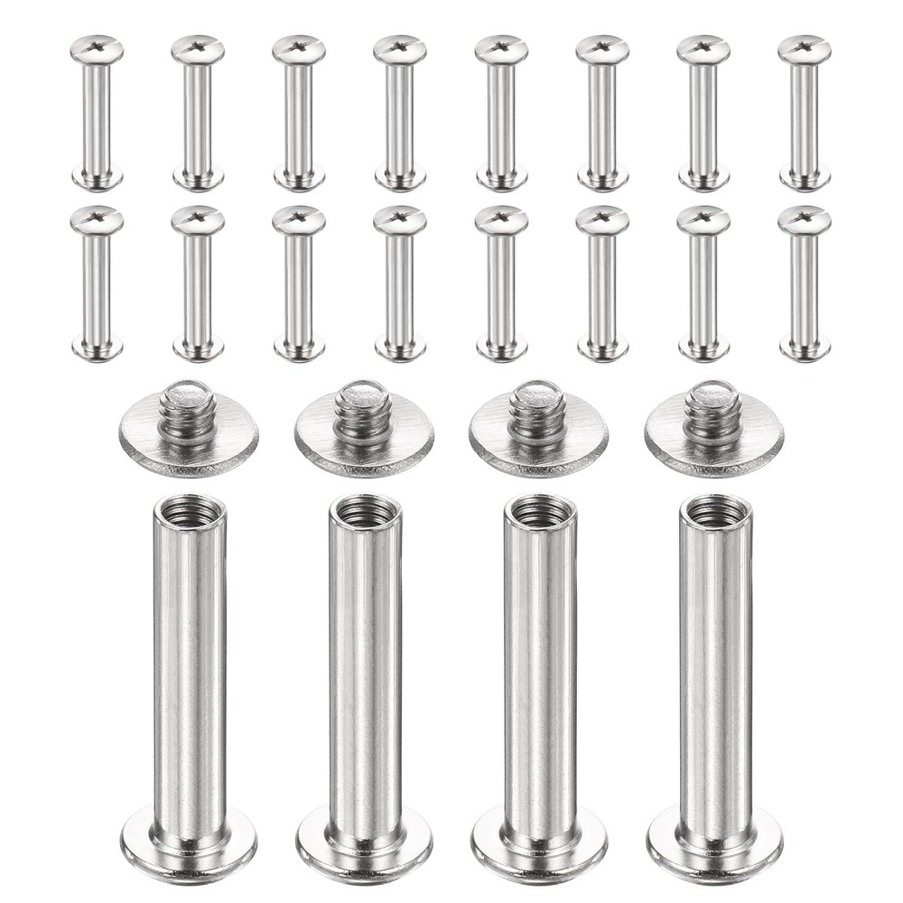 20set Phillips Chicago Screw M4x25mm Binding Post Screw, Silver