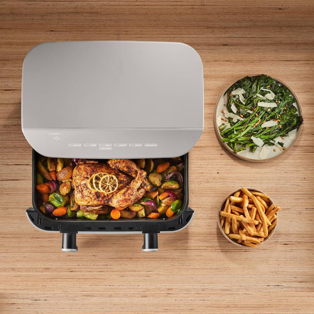 CRUXGG 10QT Air Fryer Dual Baskets Digital Nonstick Gray Basket Tri-Zone
