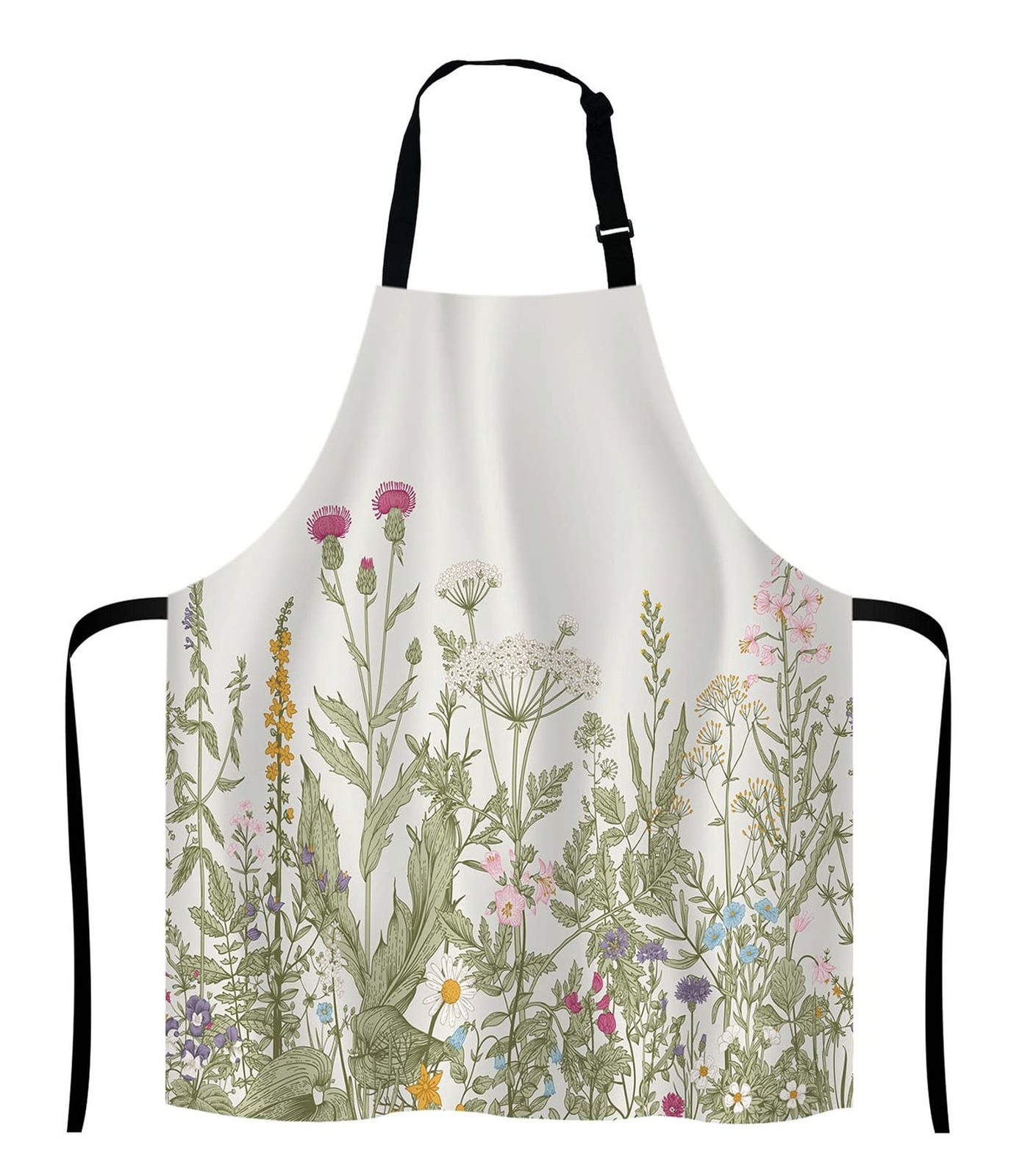 Herbs and Wild Flowers Bib Apron with Adjustable Neck for Men Women,Suitable ...