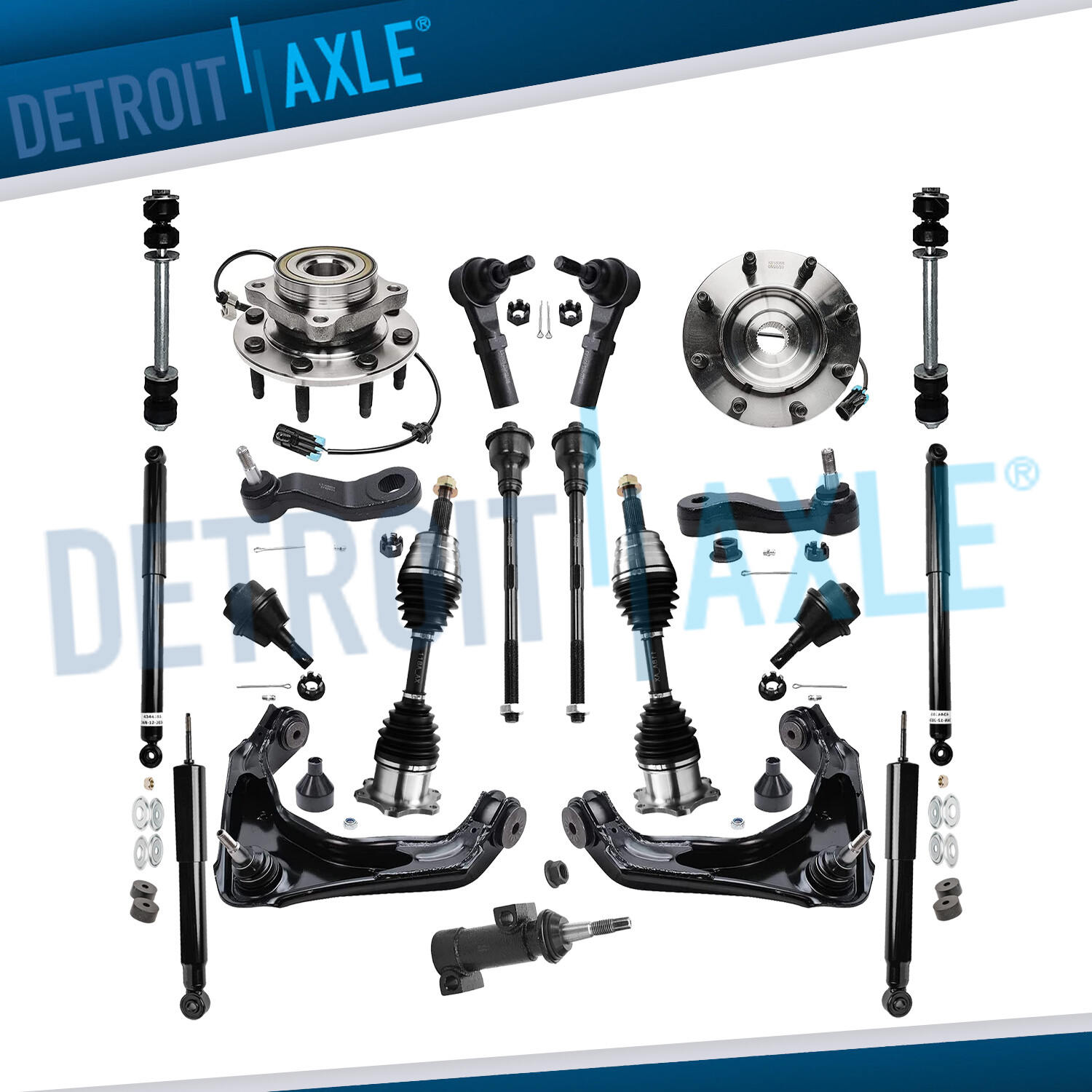 21pc Front Wheel Hub Bearing CV Axle Shock for Chevy GMC Trucks 4x4 ABS 8-Lug