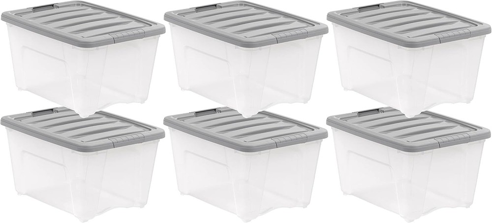 Plastic Storage Containers W/ Secure Latching Lids Stackable Organization Bin