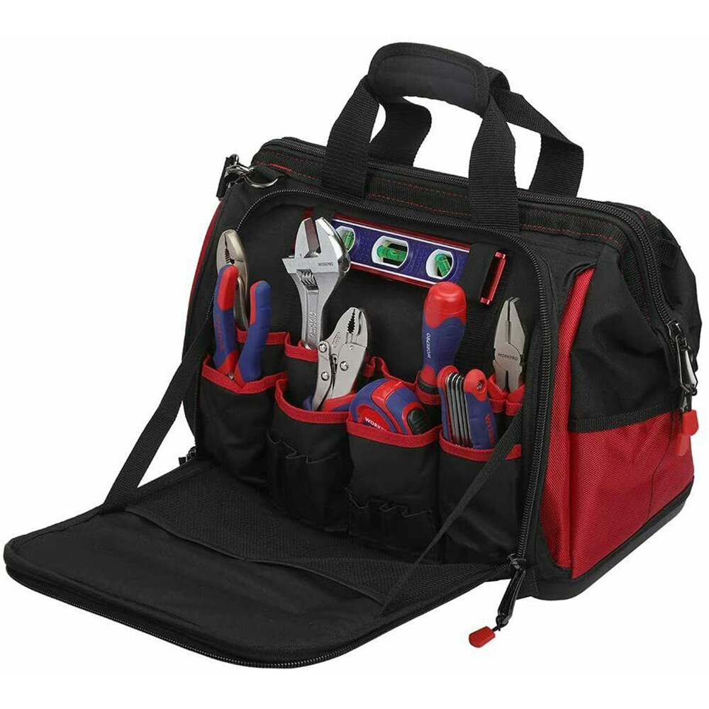 WORKPRO 16" Wide Mouth Heavy Duty Tool Bag Tool Tote Storage 40Pocket Zipper Bag