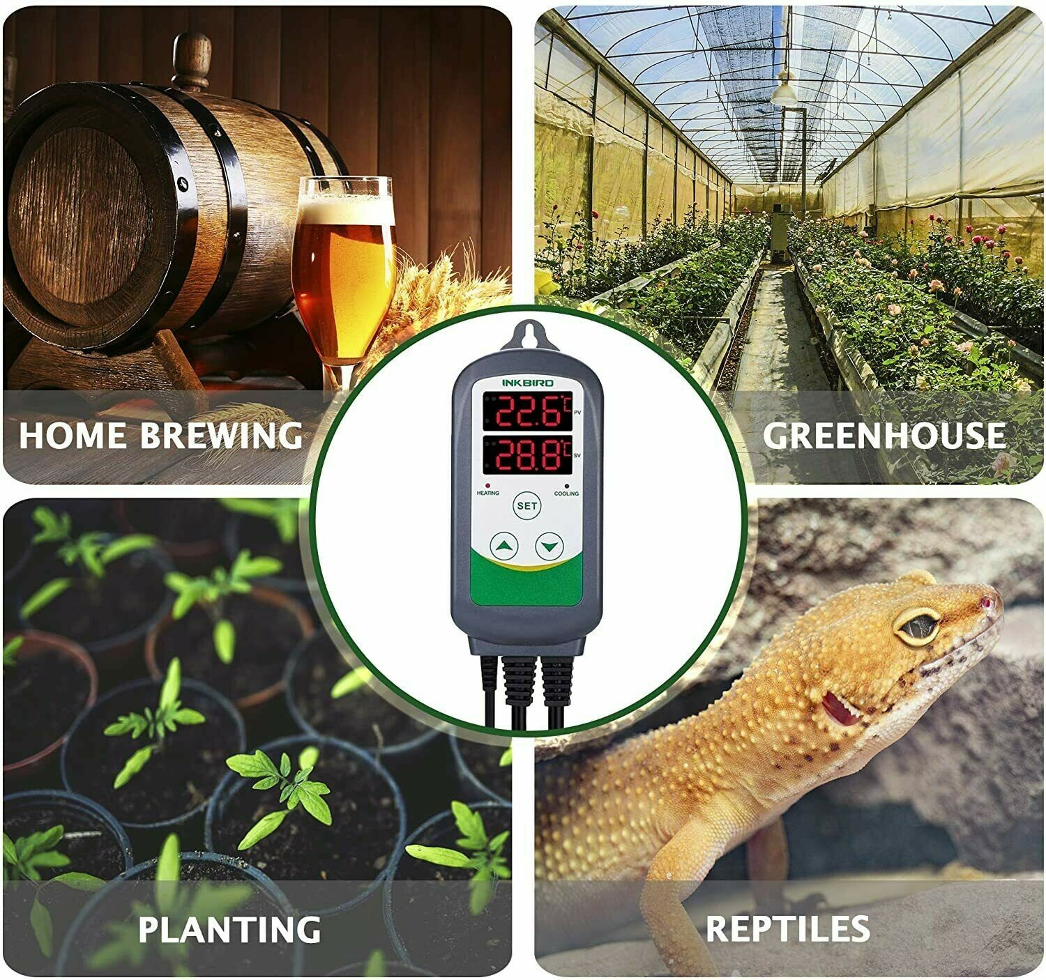 Inkbird Temperature Controller Outlet ITC-308S NTC Sensor Removable Heat Cool US