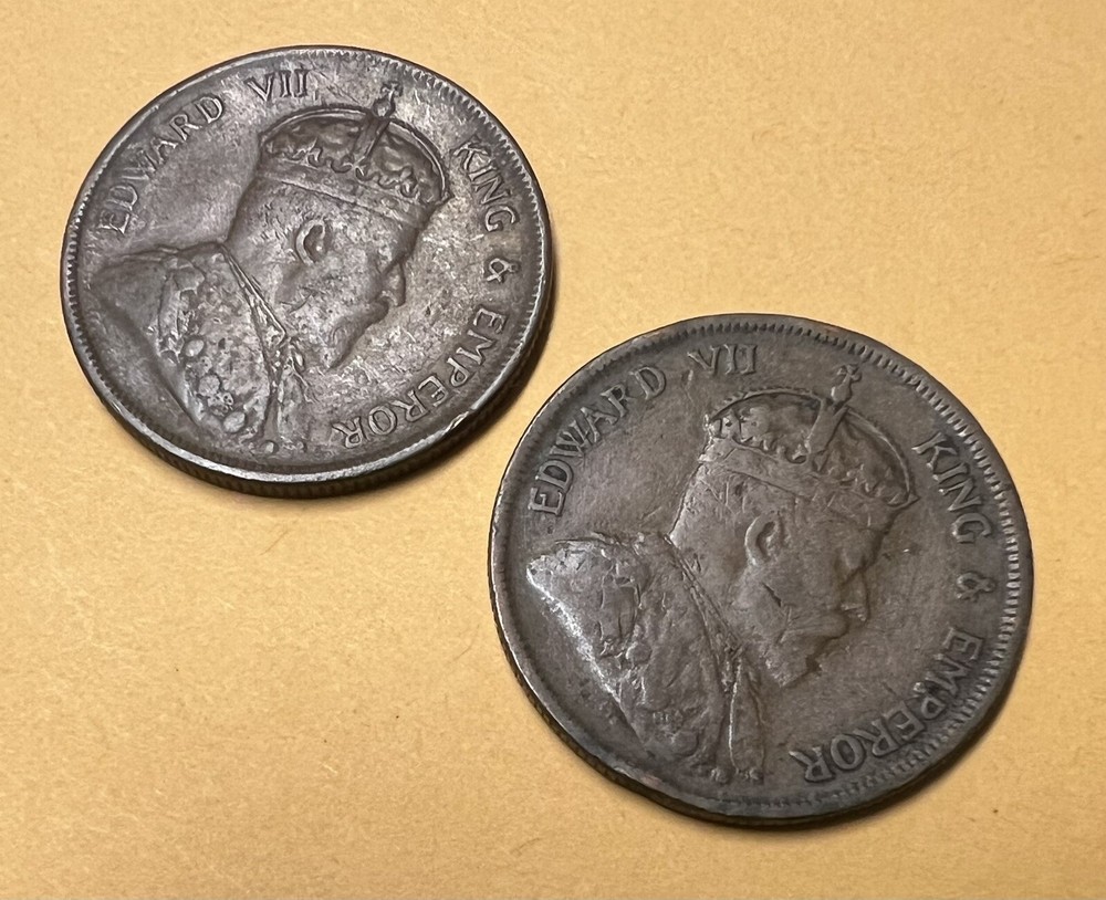1903 and 1904 Straits Settlements One Cent, Two Coins