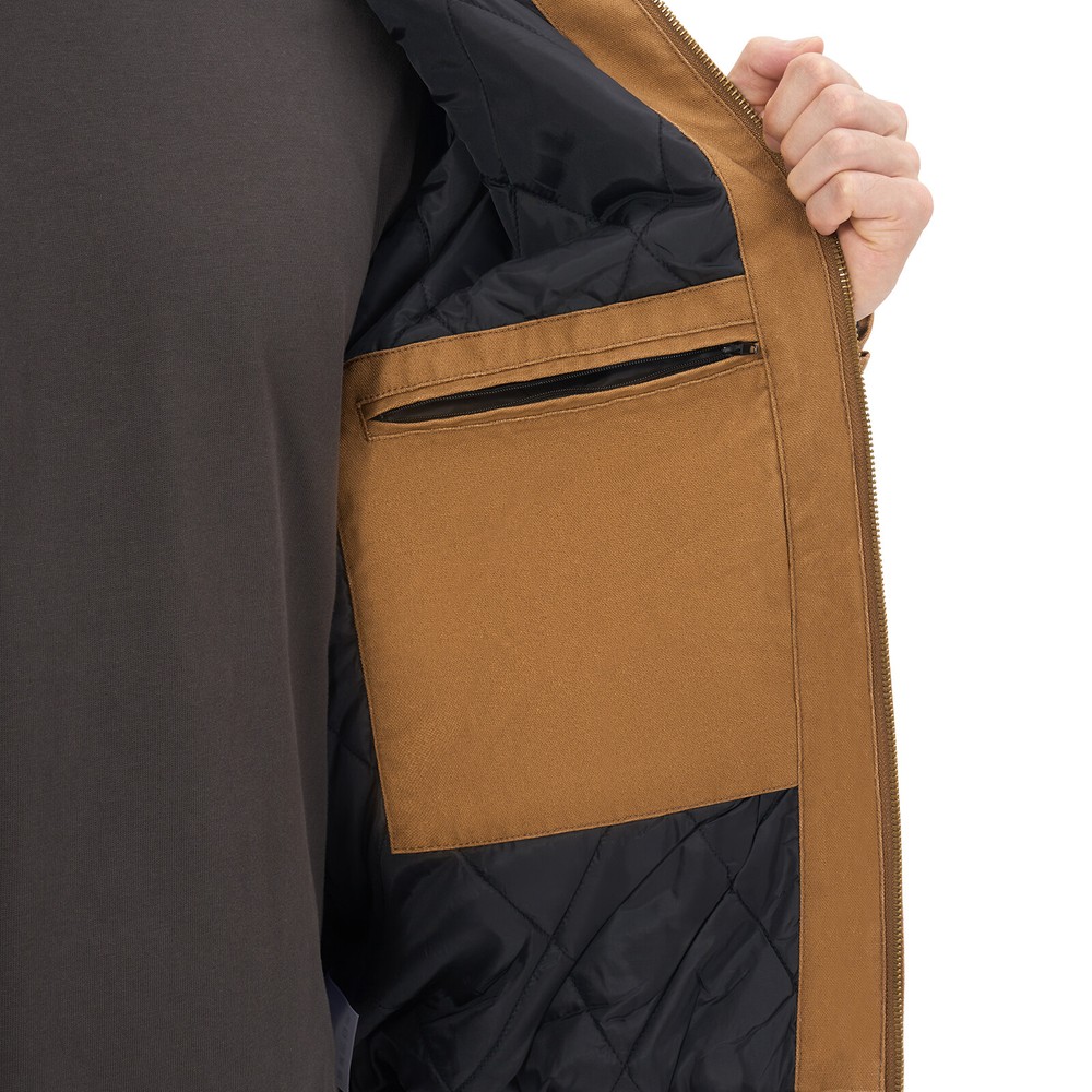 HISEA Men Full Zip Hooded Jacket Quilted Lining Active Jacket Work Coat Pockets