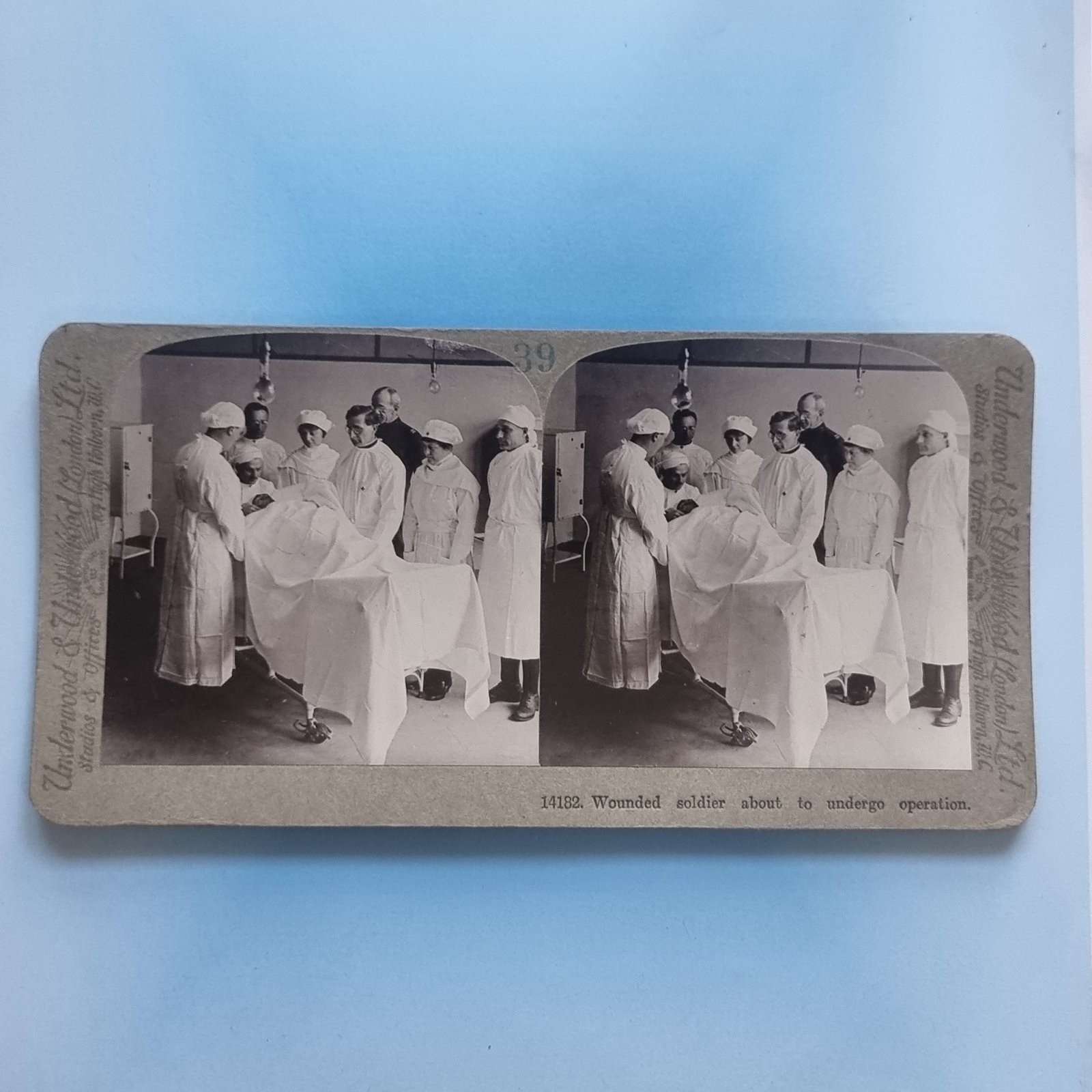 WW1 Stereoview Card 3D RP C1916 Red Cross Operating Theatre Injured Veteran