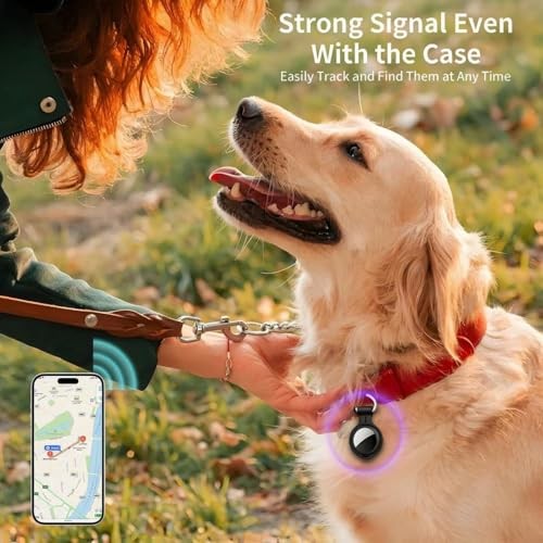 4 Pack Compatible with AirTag Holder Case Silicone Tracker Tags Keychain