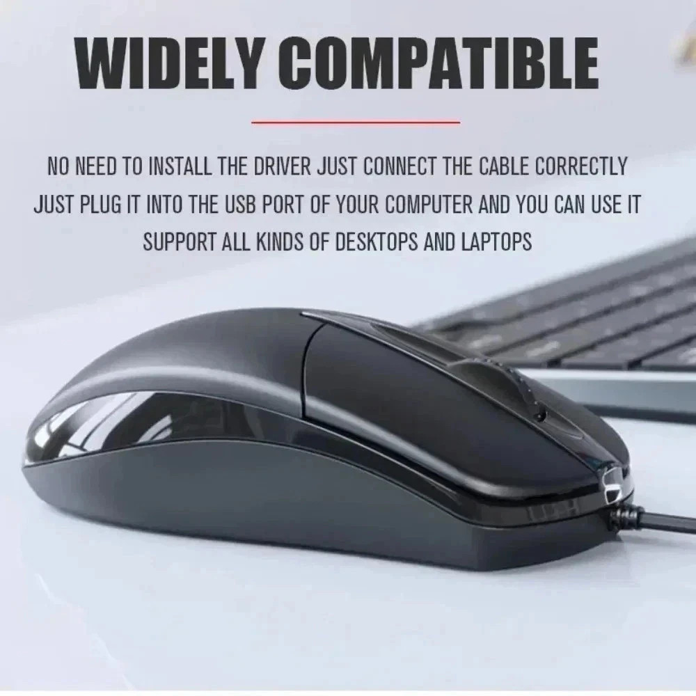 USB 2.0 Optical Wired Scroll Wheel Mouse PC Laptop Notebook Desktop Black Mice*
