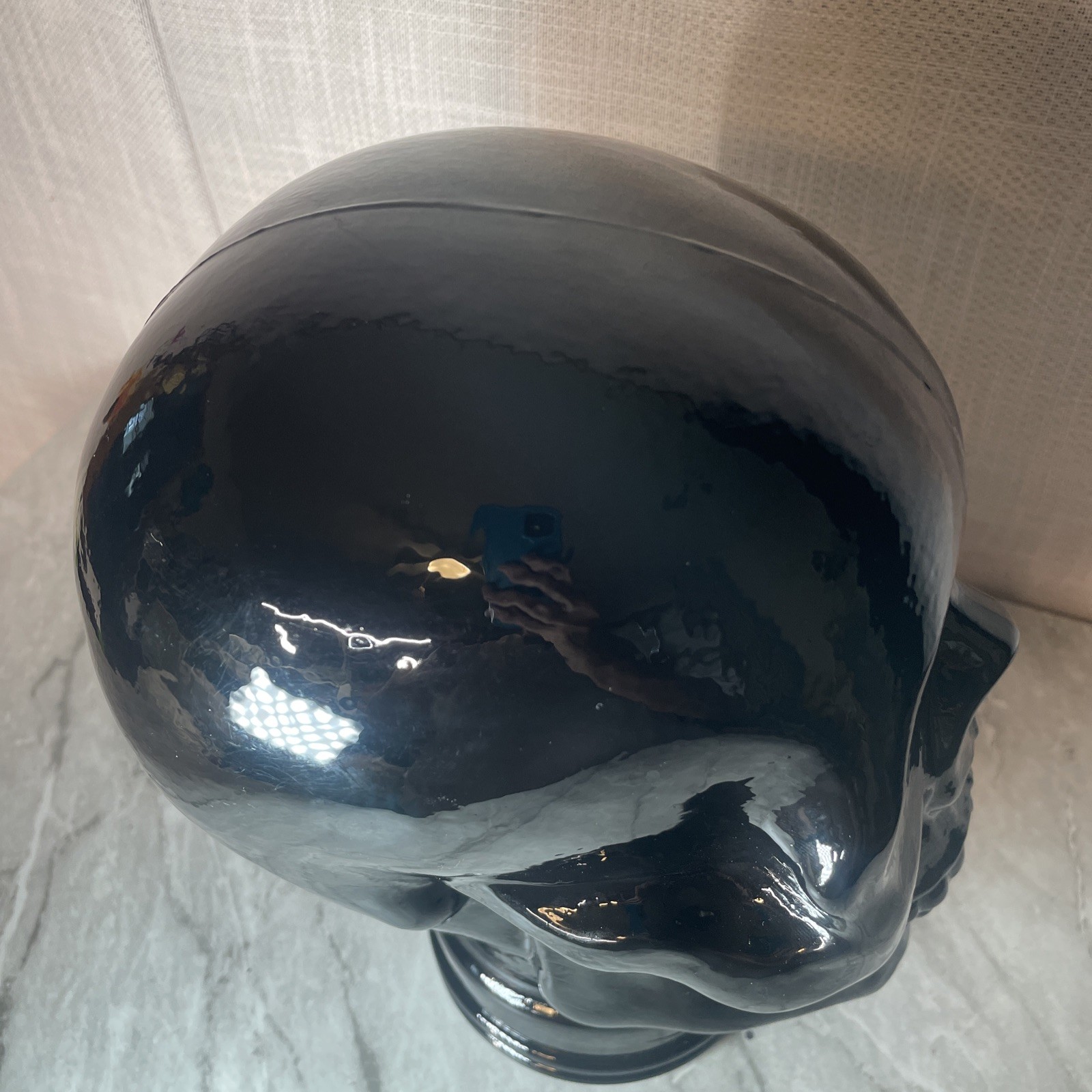 LARGE Black GLASS SKULL Recycled Glass Spain 10.5 inches Vidrios San Miguel NEW