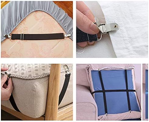 Adjustable Bed Sheet Clips, Sheet Fasteners Holder Straps and Suspender,
