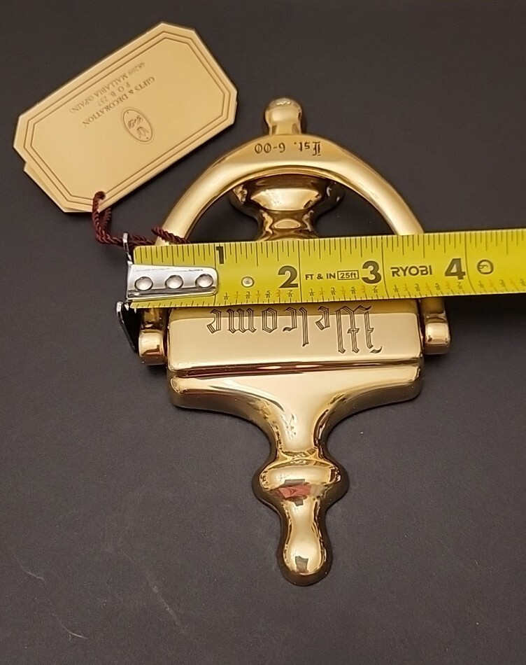 G & D Solid Brass Welcome Door Knocker Hardware Made in Spain Personalized
