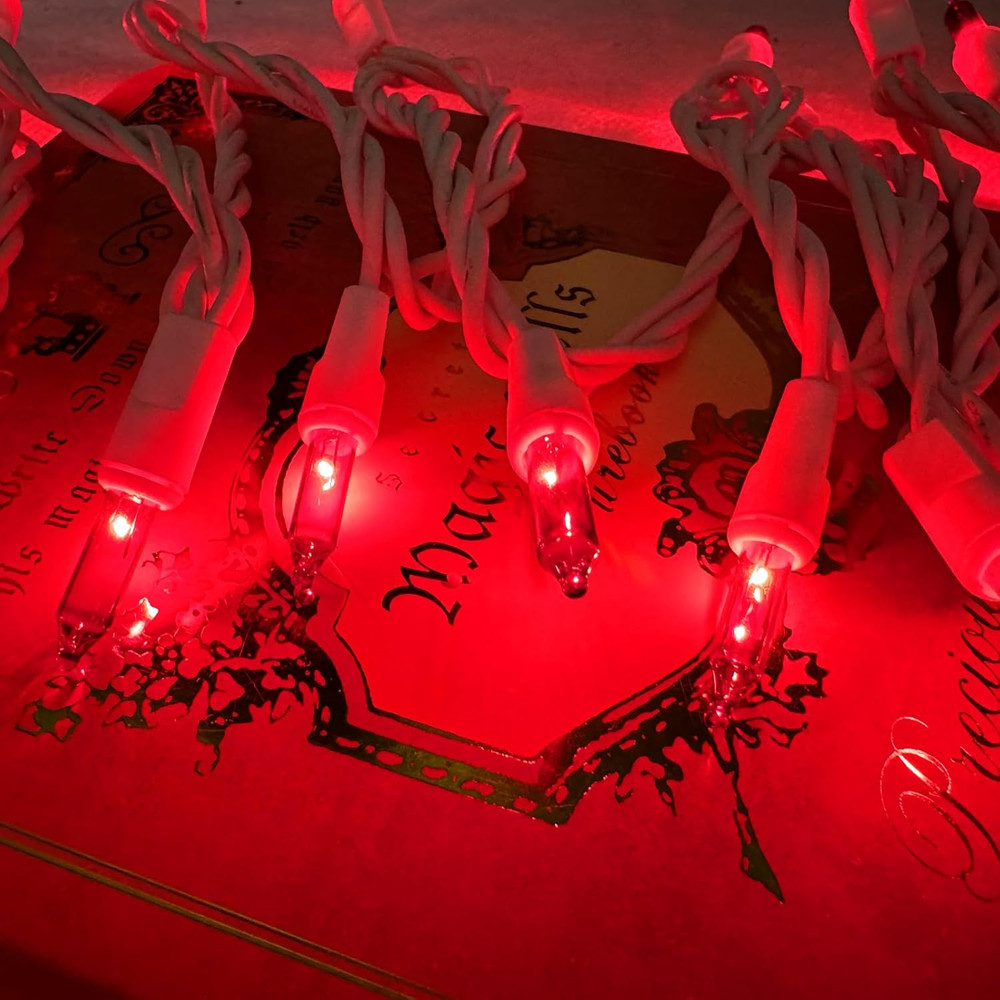 Christmas Lights 100 Count Red Christmas Tree String Lights with White Wire for
