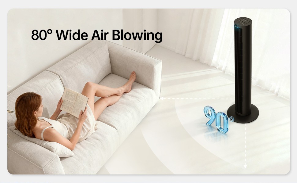 PHILODECO Tower Fan 40 Inch Bladeless Fan 80 ° Oscillating Fan Silent Remote New