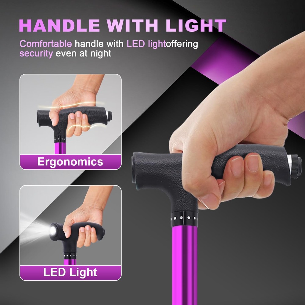 BigAlex Alloy Folding Cane with Seat, Lightweight Adjustable Walking Cane wit...