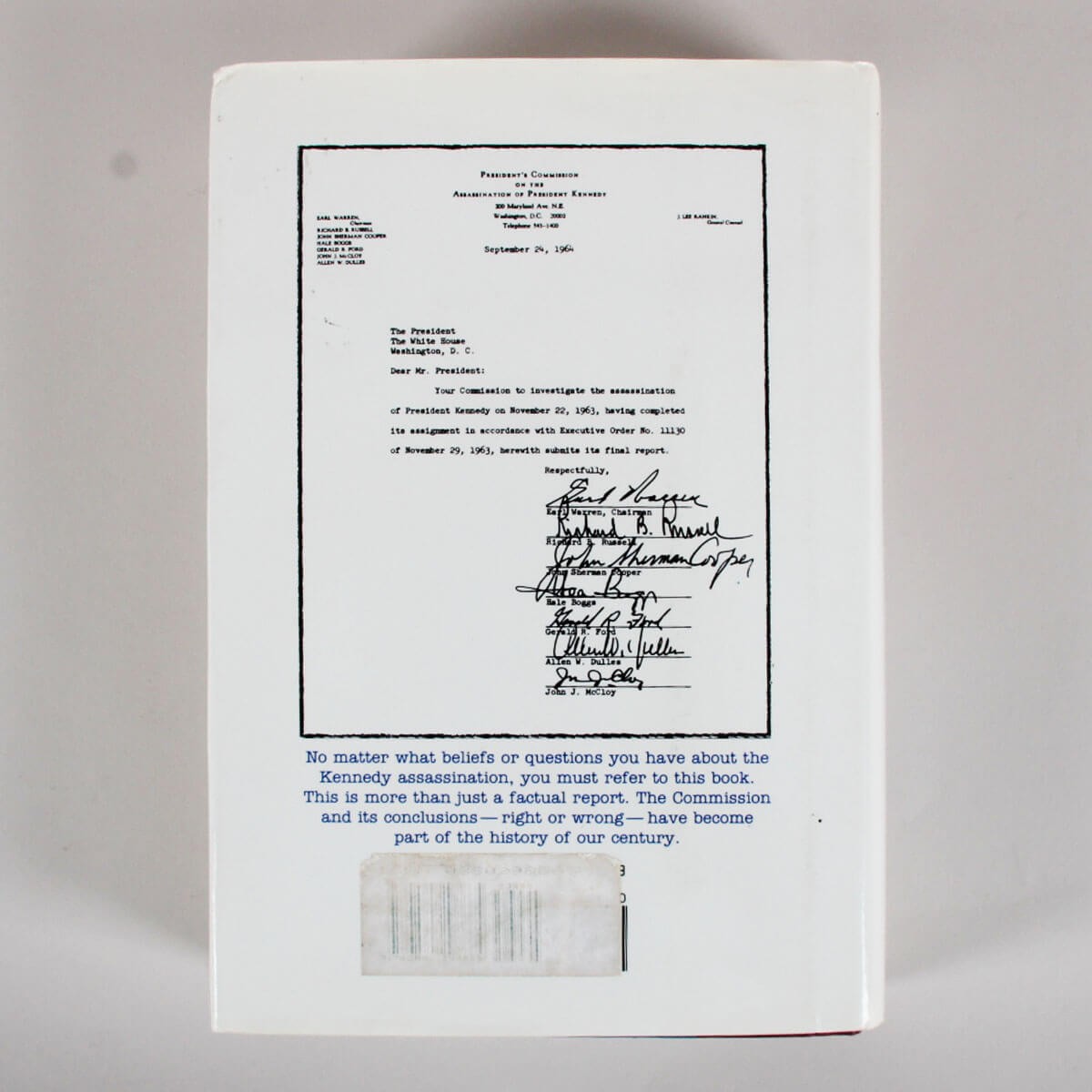 President Gerald Ford Signed Book The Warren Commission Report - COA JSA