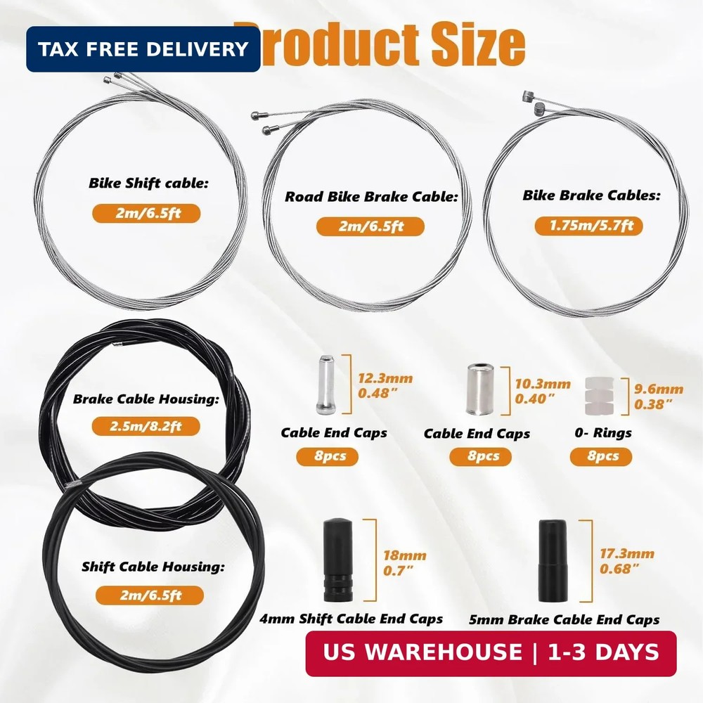Mannk Universal Bicycle Cable Kit - Shift & Brake Cable Housing with End Caps &