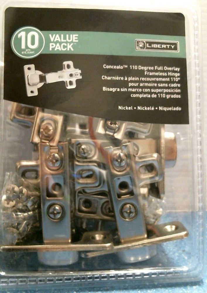 Liberty Hardware 110° Fully Overlay Frameless Hinges, 10 pk. (HC11SF-NP-U1) FS