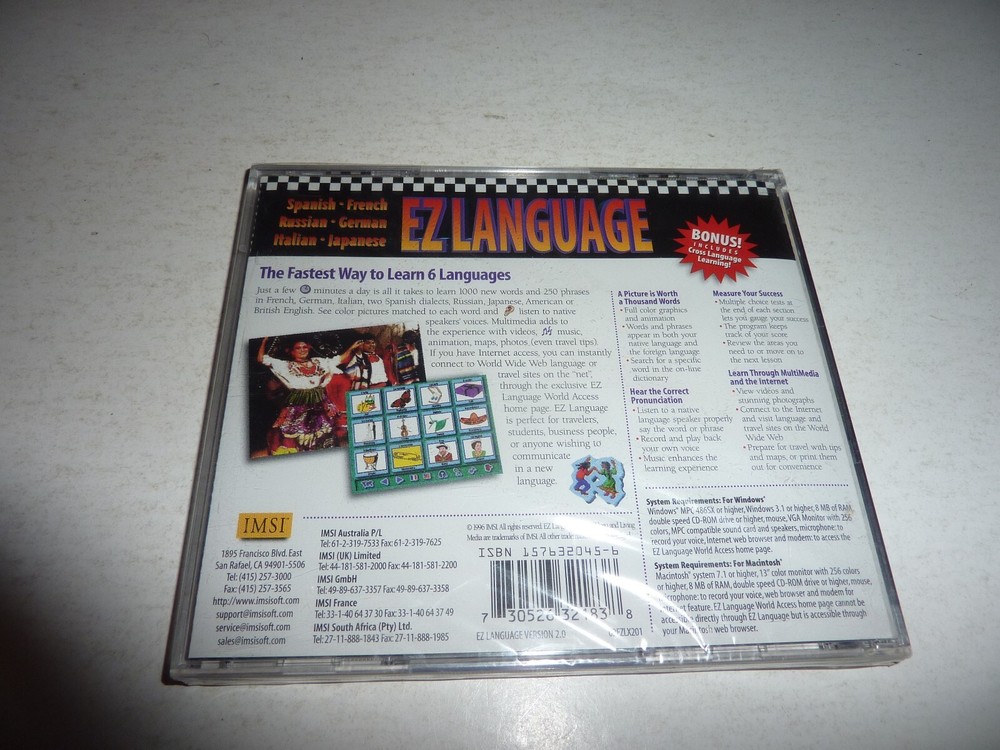 EZ LANGUAGE CD-Rom Language Learning ISMI 1996 NEW SEALED