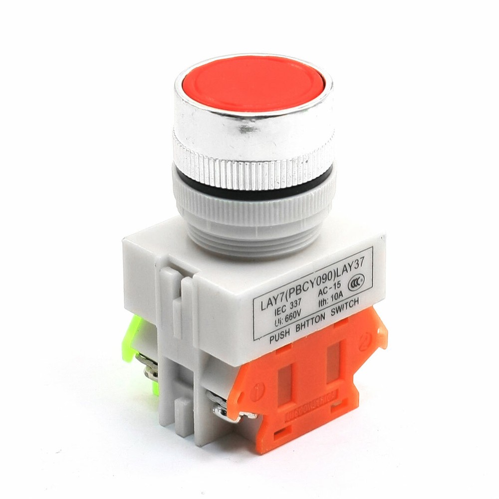 Ui 600V Ith 10A DPST NO NC Momentary Red Pushbutton Pushbutton Switch-