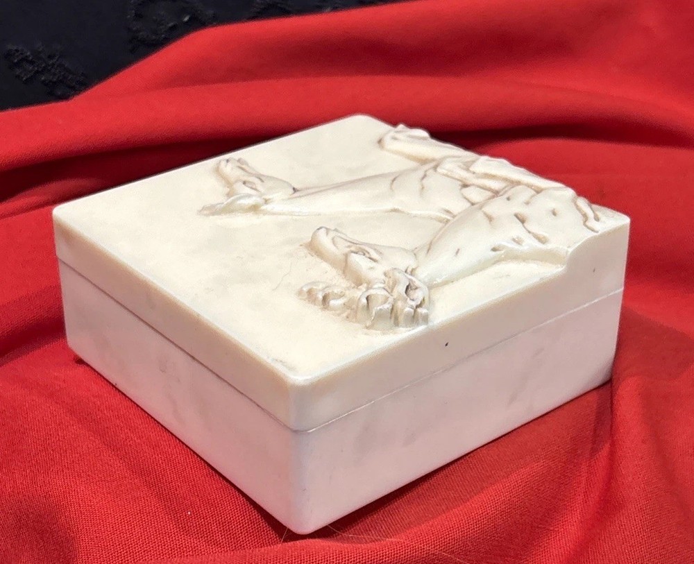 Vintage Hickok Deer Bakelite 4” Trinket Box