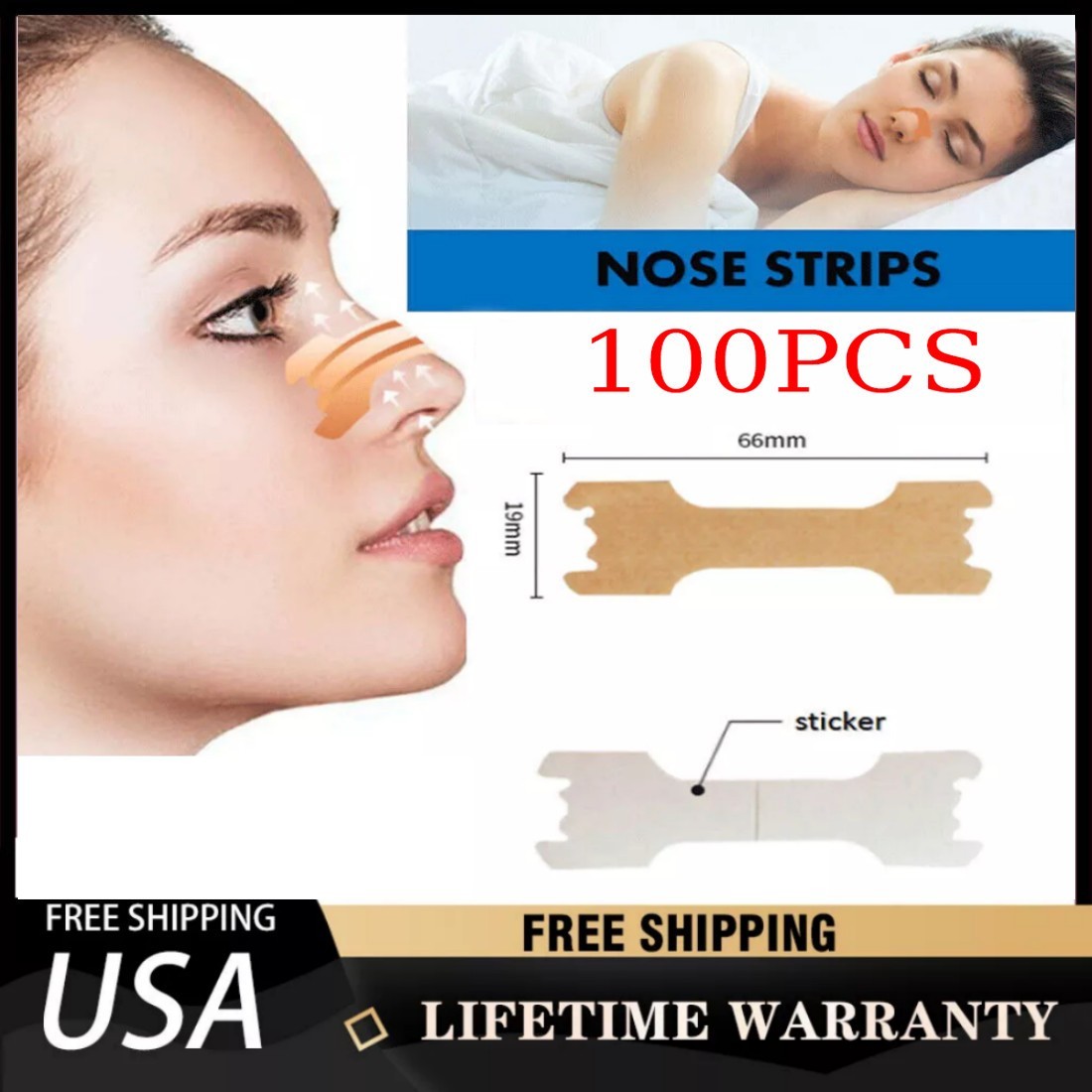 NASAL STRIPS Breathe Nose Better Reduce Snoring Right Sleep Now Apnea Adhesive
