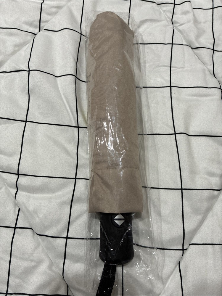 Hanro Beige Compact Folding Women's Umbrella Solid Pattern