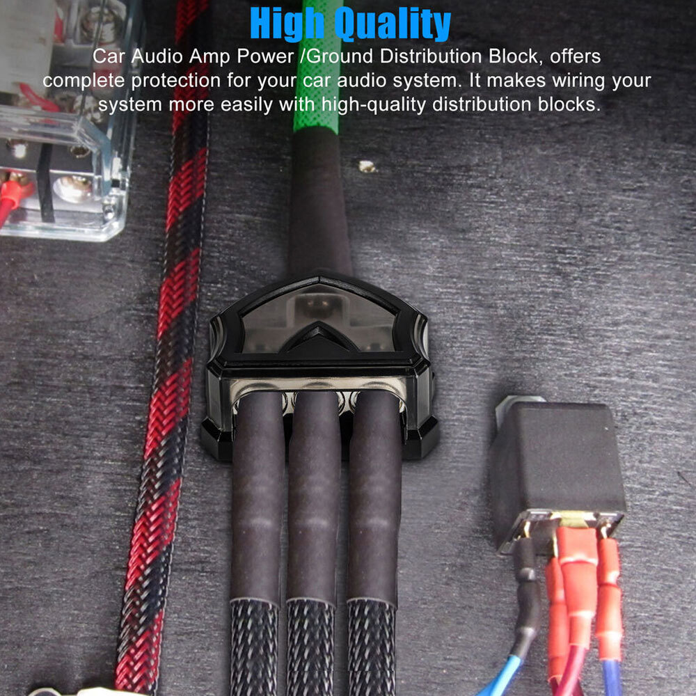 2PCS Car Audio Splitter Amp Power 0 Gauge In 3 Gauge Out Distribution Block