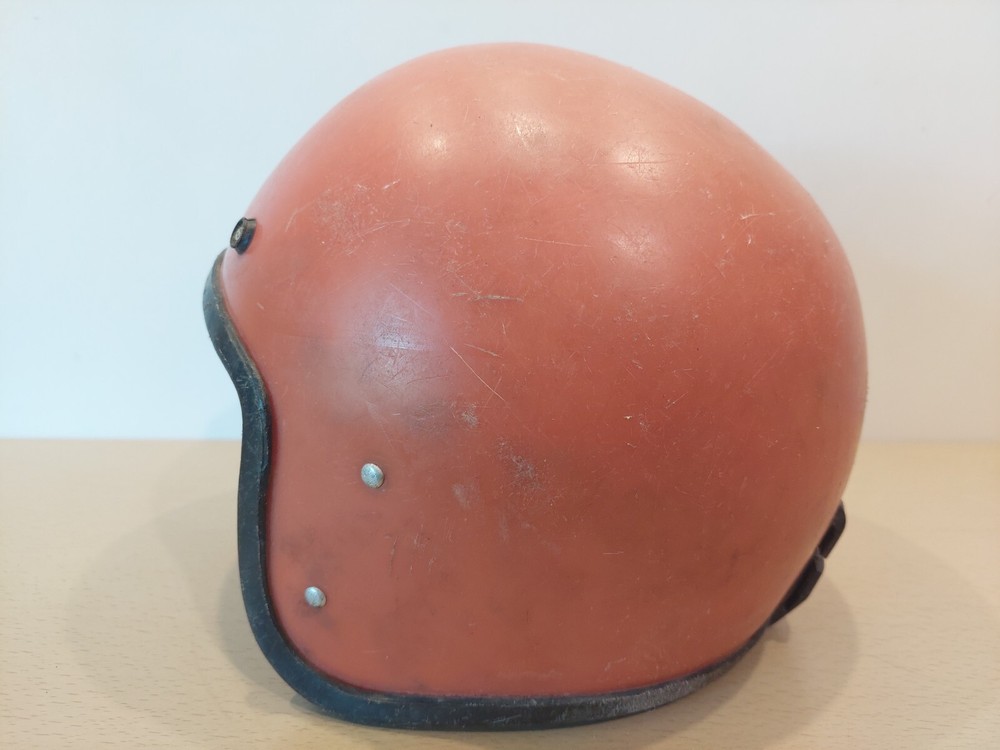Soviet Vintage Motorcycle Helmet. USSR original. Red . ## . S