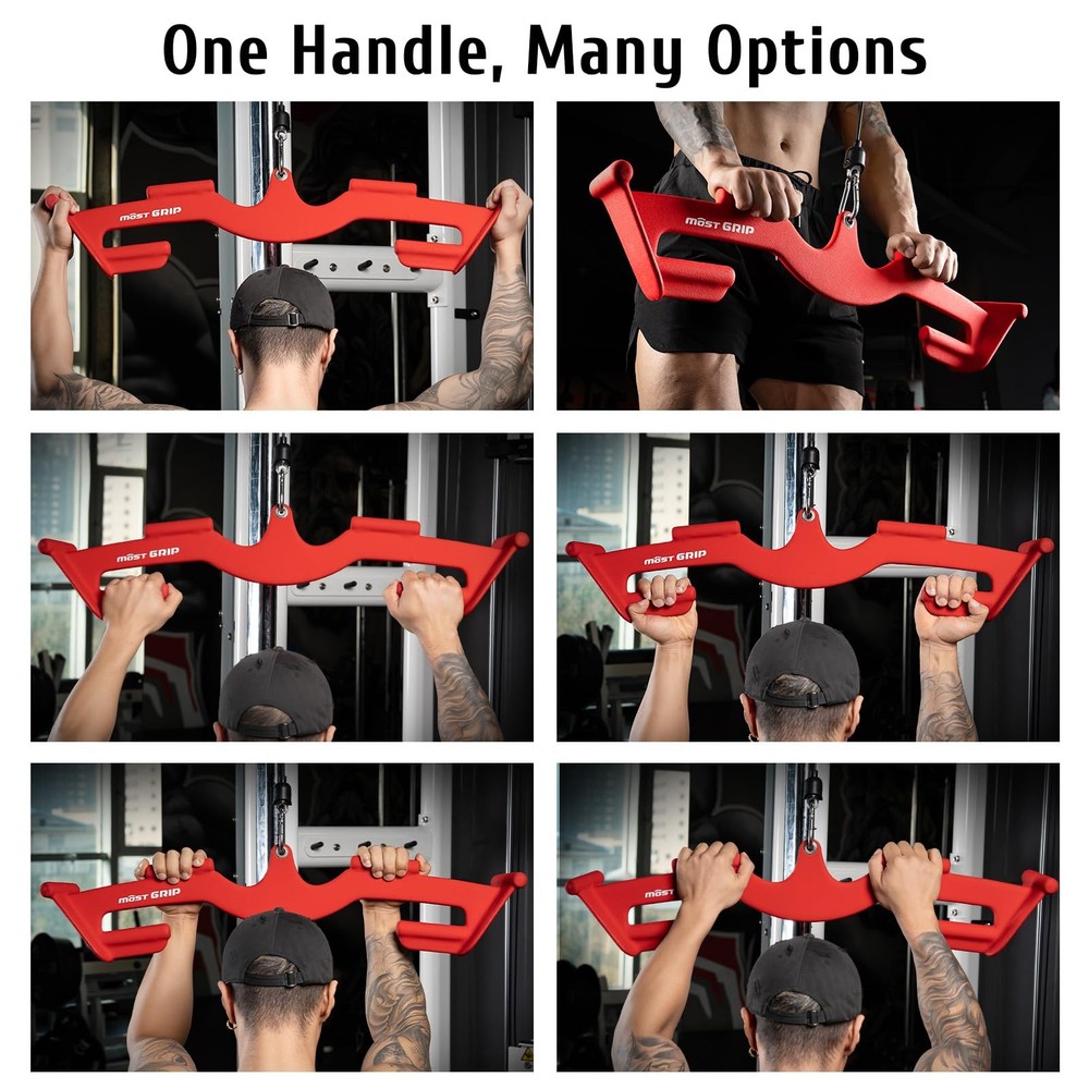 MOST GRIP LAT Pull Down Bars Set, Triangular Stability Pulldown Ruby Red
