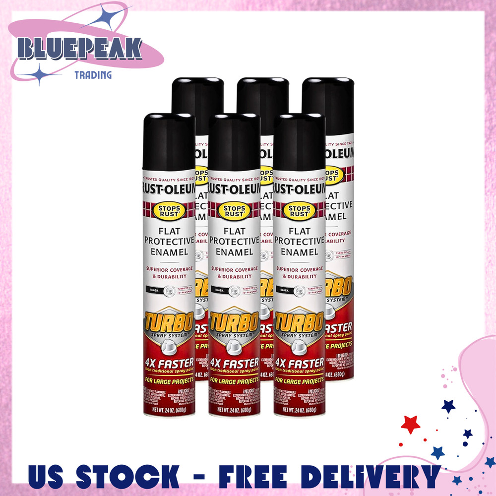 Stops Rust Spray Paint, 24 oz, Flat Black, 6 Pack