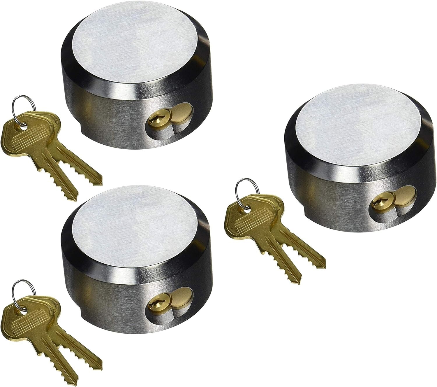 3 Pcs Keyed Alike Lock Hidden Shackle Lock Puck Trailer Padlock  2 7/8"