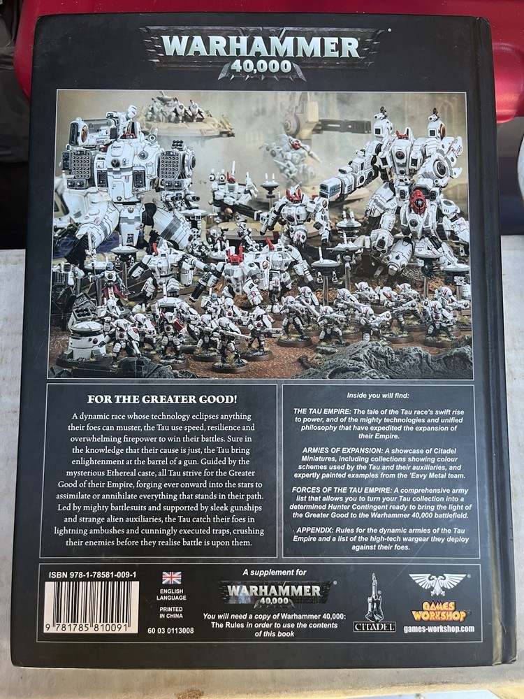 Warhammer 40K Tau Empire Codex 2015 Hardcover Games Workshop and Reference Sheet