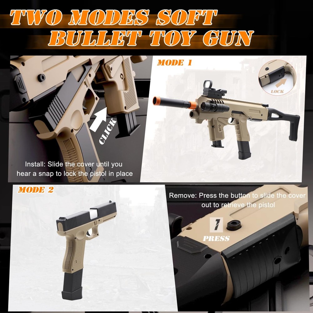 Bugrtey Two Modes Toy Gun Shell Ejecting Rifle with 80 Soft Bullets 40 Shells 2