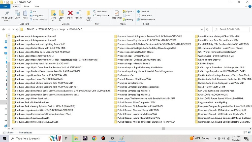 4TB hard drive full of loops, samples, refills, Rex, Native instrument programs