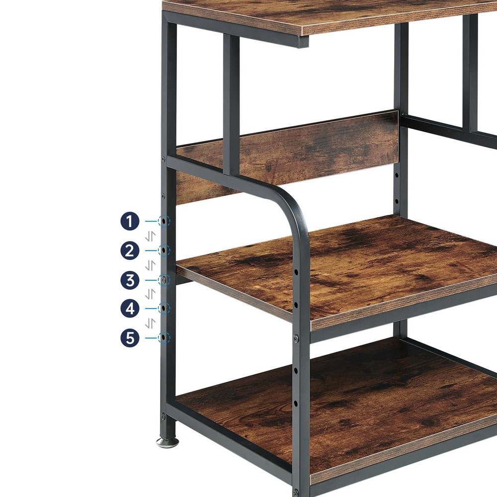 Printer Table Stand with Height Adjustable Shelf, 3 Tier Rolling Printer Cart...