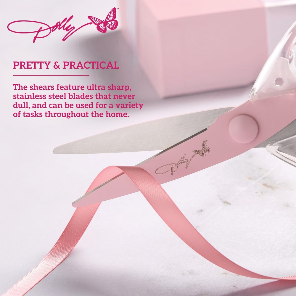 AllPurpose Kitchen Scissors with Pink Blade and Clear Acrylic Handle Sharp S...