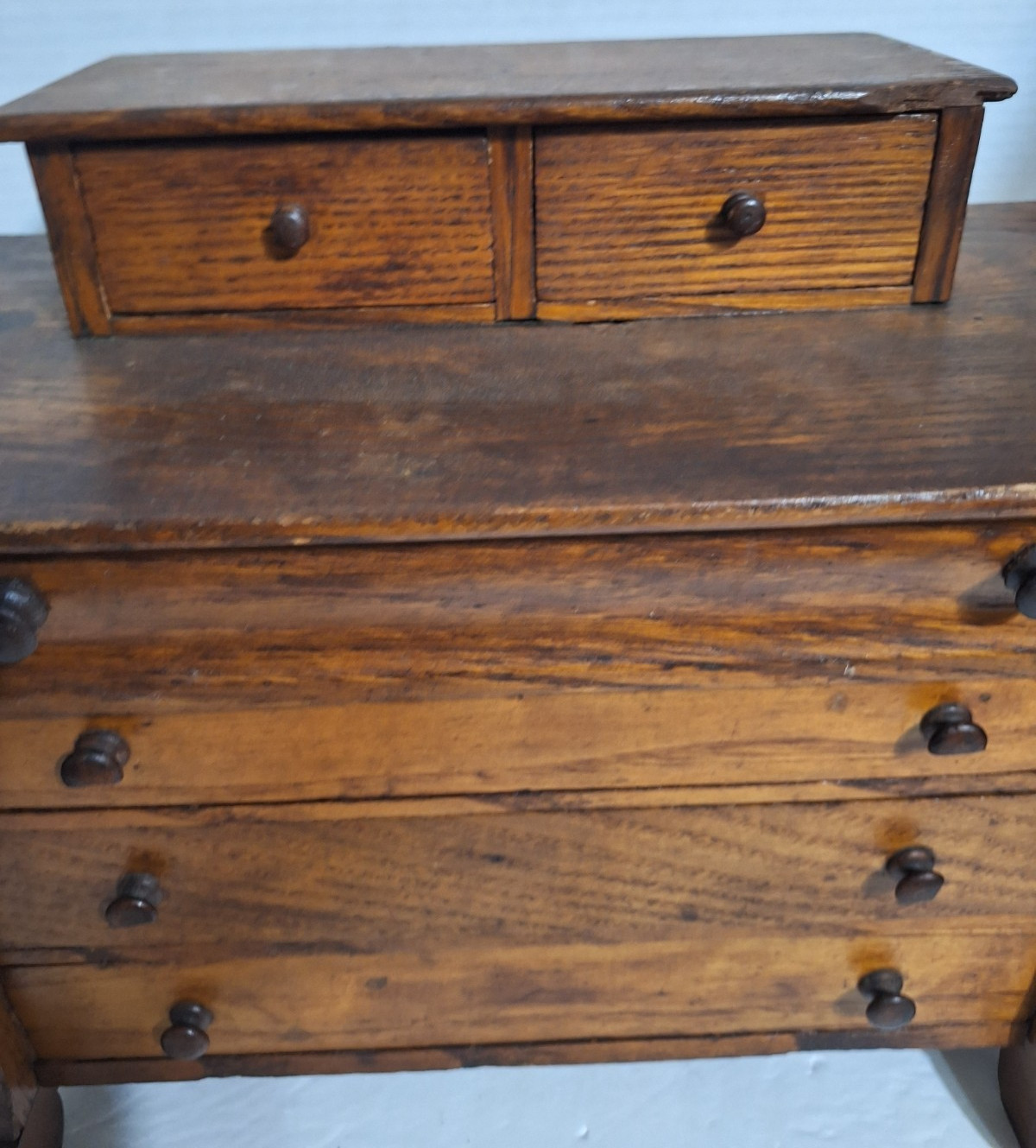 Antique Chest Bureau Salesman Sample 4 Drawers 2 Glove Boxes 13.5x13x6.5 Wooden
