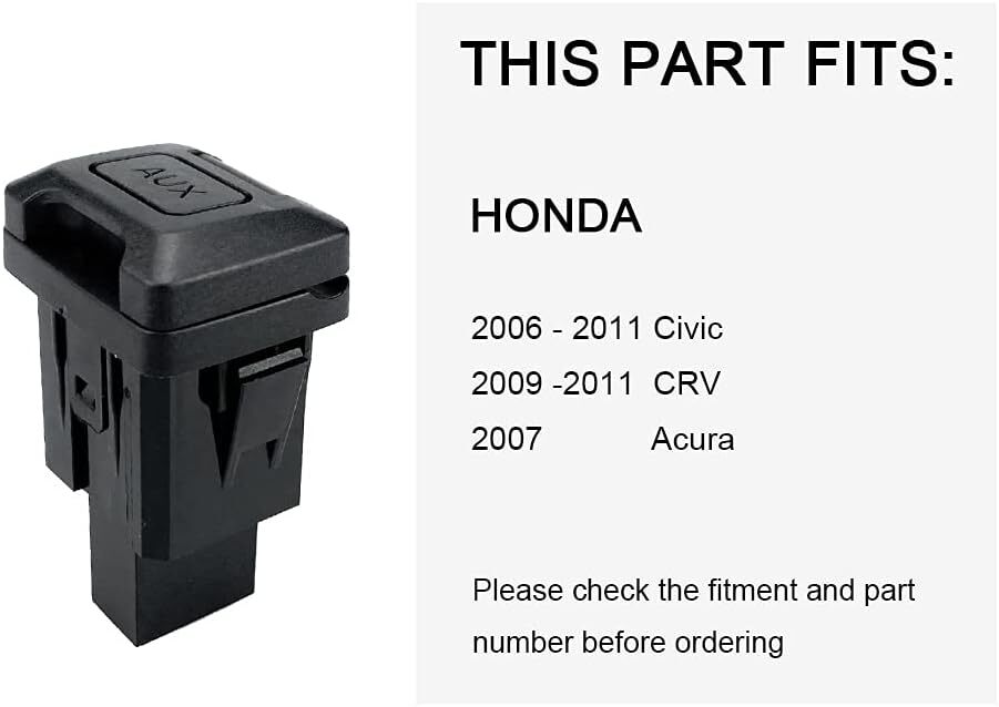 RLP Aux Port Replacement Auxiliary Input Jack Adapter Black