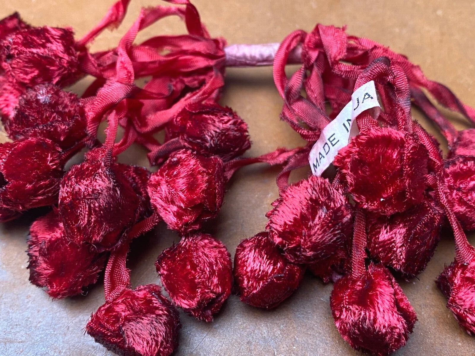 vintage 1940s velvet cherrie red berries hand wrapped 1 bundle made in Japan