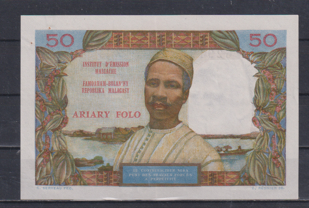 Madagascar 50 Francs 1969  Pick # 61  AU++ &618