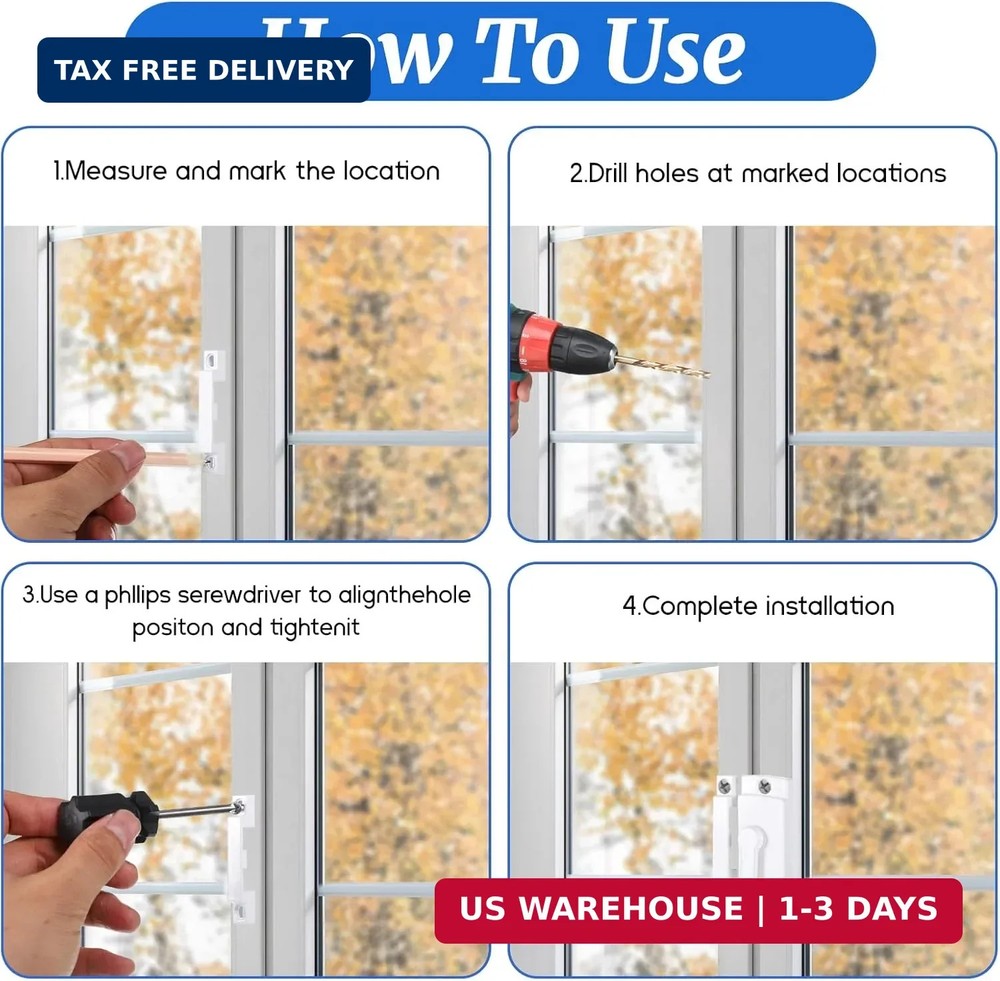 2 Pack Window Sash Locks Window Latches Replacement Cam Action White Window-Lock