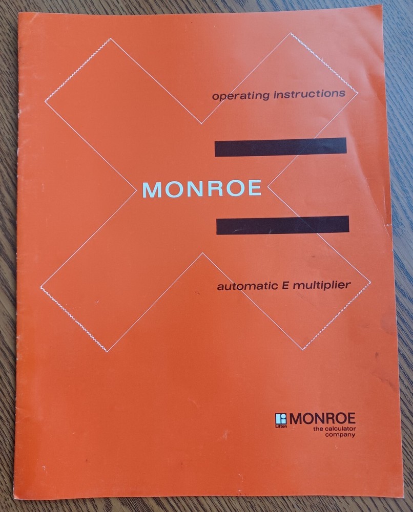 Vintage 1966 Operation Instructions Monroe Automatic E Multiplier Model 111E116