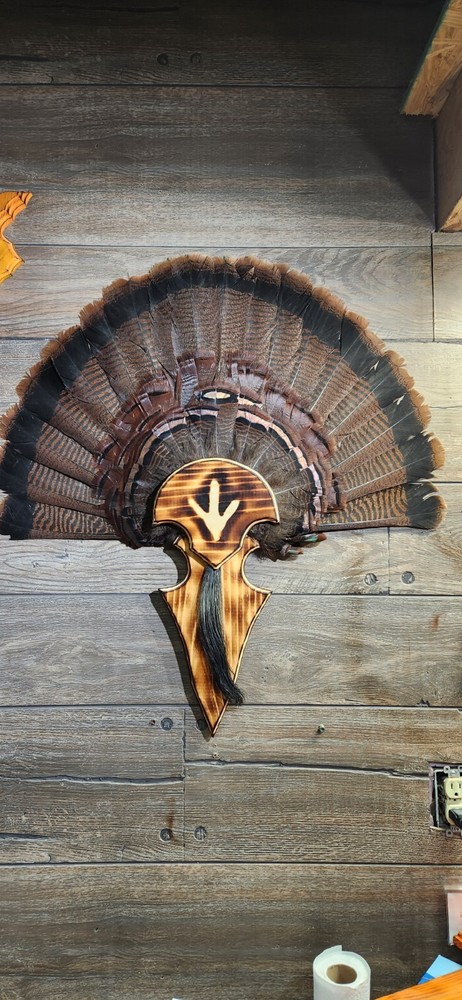 Turkey Fan PLAQUE Arrowhead DARK CHARRED