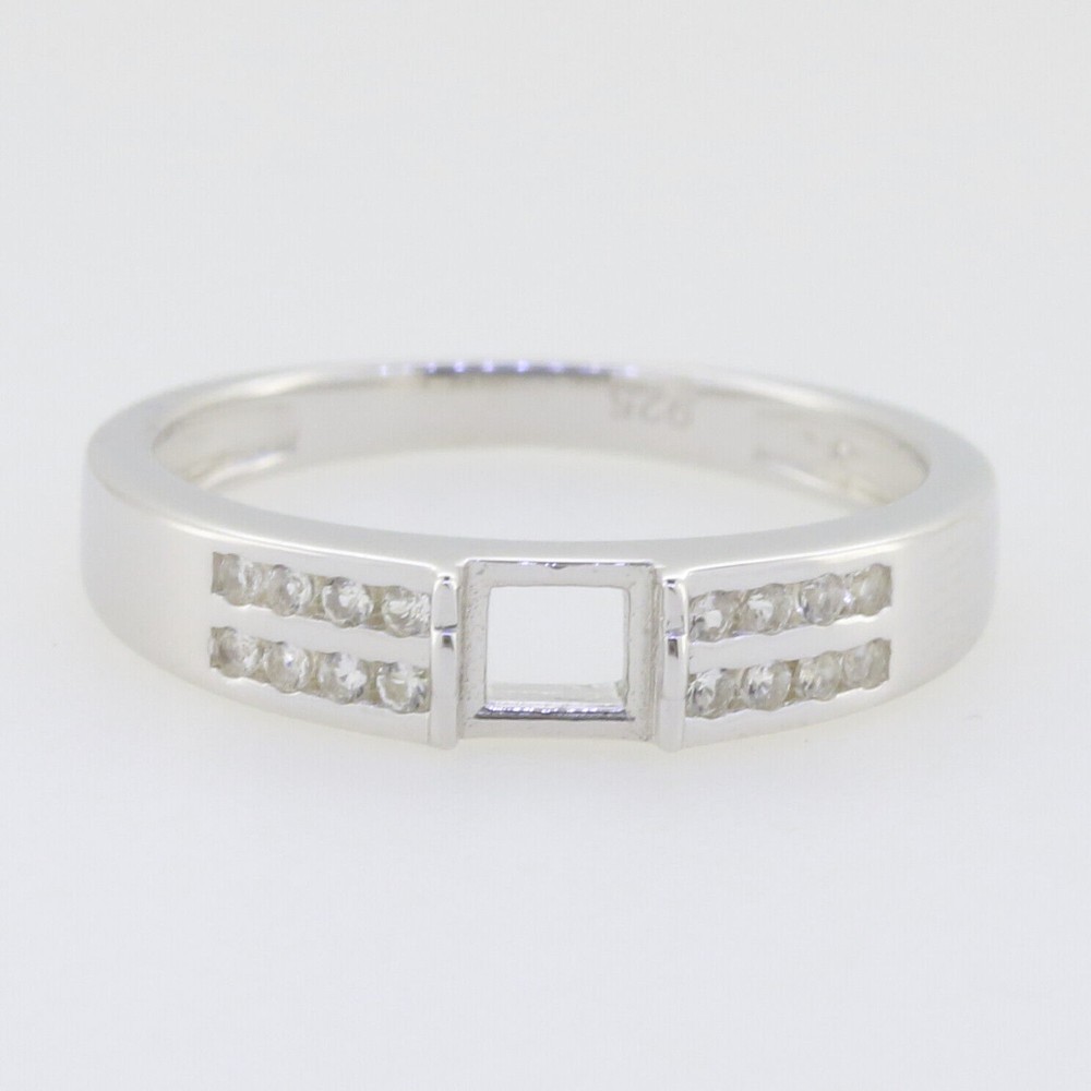 Sterling Silver Semi Mount Ring Setting Princess SQ 4.5mm Band Ring