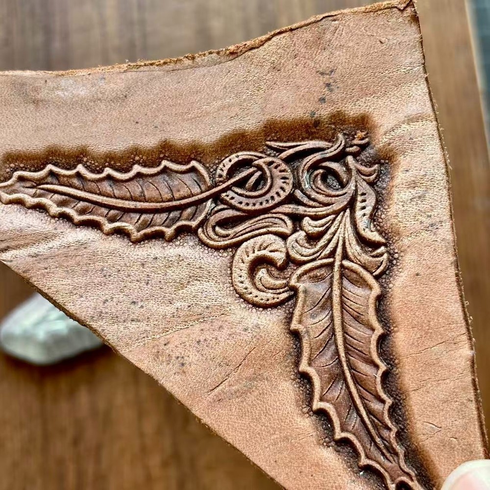 3D Western Holly Leaf Leather Embossing Mold Floral Corner Tool Stamp Pattern