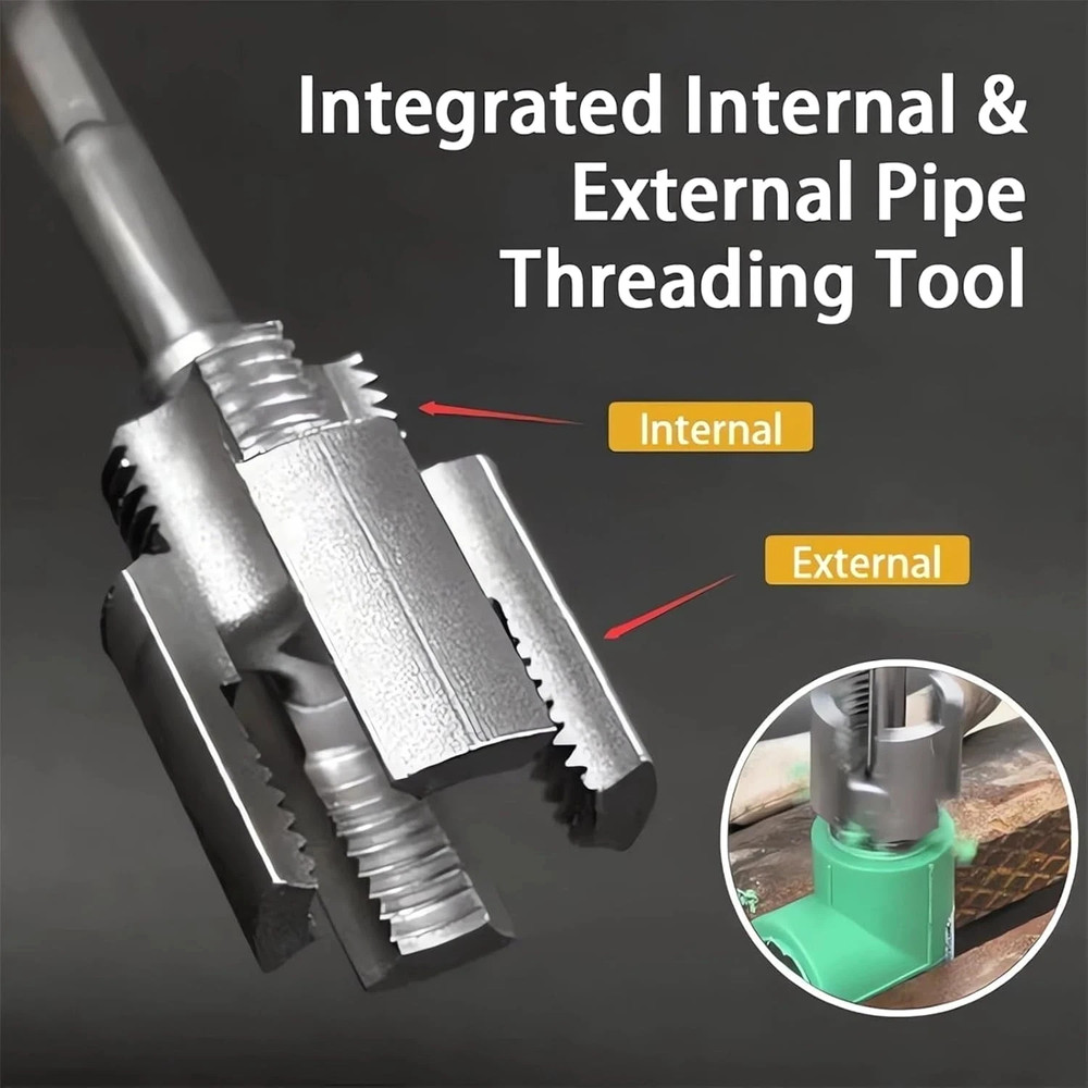 2Pcs 1/2''&3/4'' Water Pipe Integrated Internal & External Pipe Threading Tool