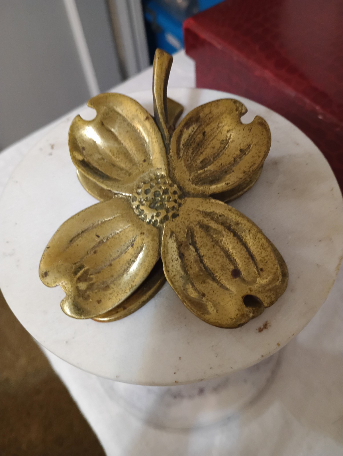 Collection Of Brass Items. Large Victorian Clip, 4 Leaf Clover