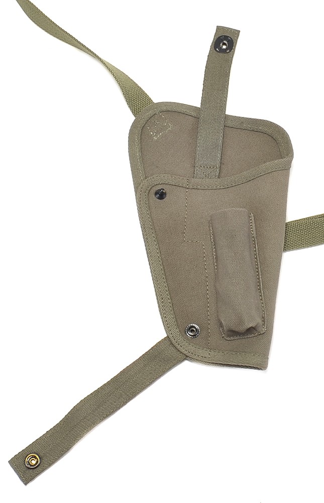 US WW2 M3 OD Canvas Colt 1911 .45 Tanker Shoulder Holster with Magazine Pouch