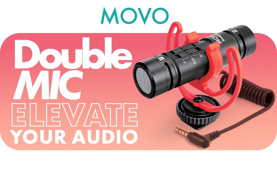 DoubleMic V2 Two-Sided Shotgun Mic for Camera Vlogging Dual Capsule External Mic