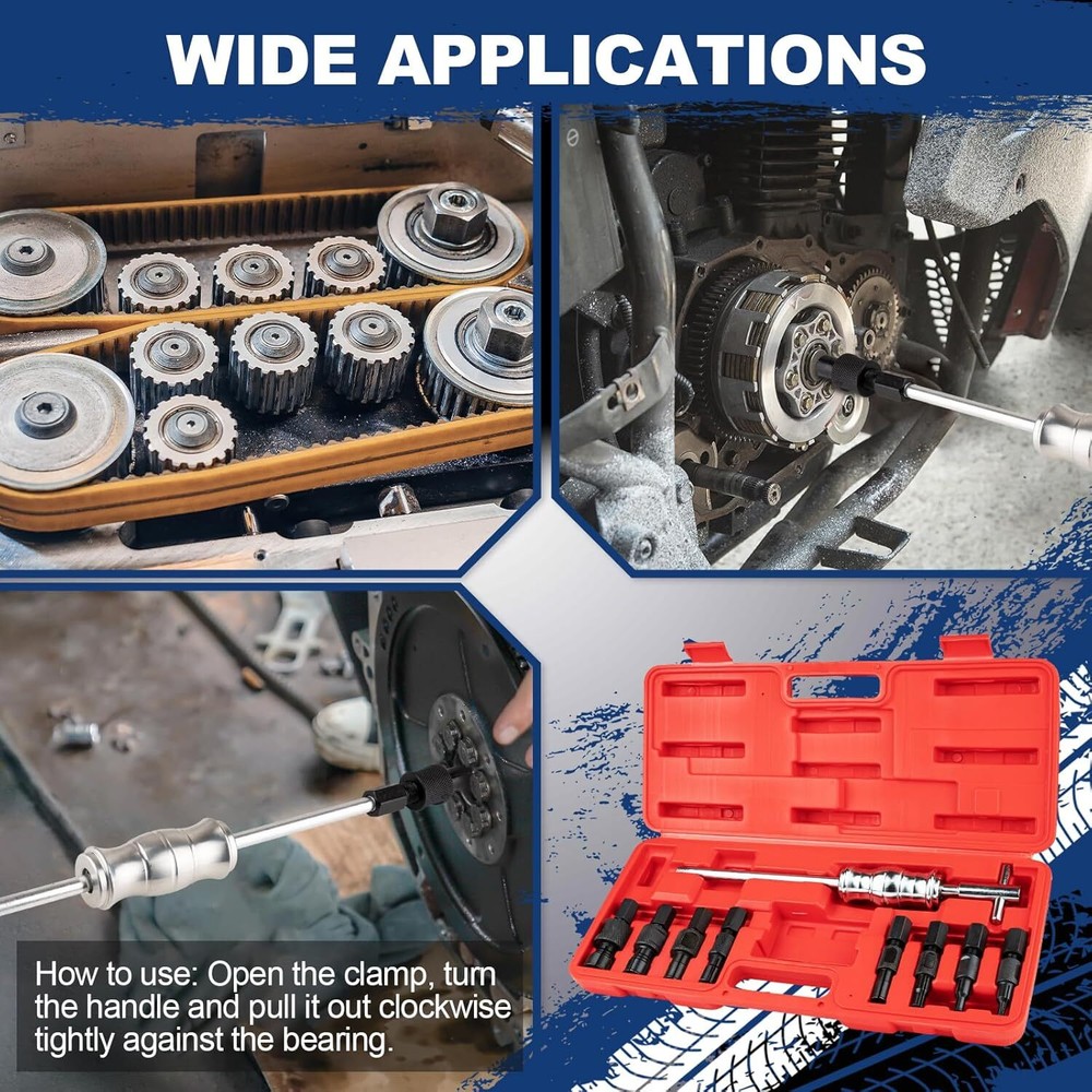 9PCS Blind Hole Collet Bearing Puller Set, Puller Set with Retractable Collet